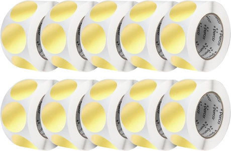 Perco 3 - Inch Round Circle Dot Sticker Labels – Easy Peel Perforation – Made in USA - Gold 10 Rolls / 500 Labels Each / 5000 Labels Total
