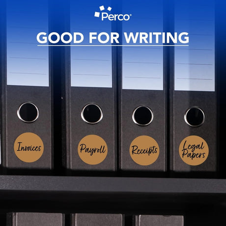 Perco 3 - Inch Round Circle Dot Sticker Labels – Easy Peel Perforation – Made in USA - Kraft Brown 10 Rolls / 500 Labels Each / 5000 Labels Total