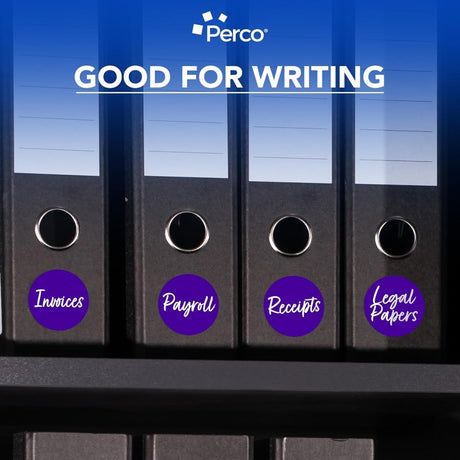 Perco 3 - Inch Round Circle Dot Sticker Labels – Easy Peel Perforation – Made in USA - Purple 10 Rolls / 500 Labels Each / 5000 Labels Total