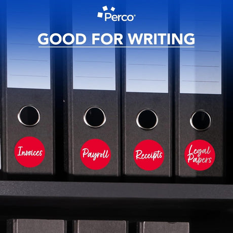 Perco 3 - Inch Round Circle Dot Sticker Labels – Easy Peel Perforation – Made in USA - Red 10 Rolls / 500 Labels Each / 5000 Labels Total