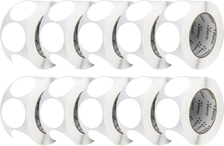 Perco 3 - Inch Round Circle Dot Sticker Labels – Easy Peel Perforation – Made in USA - White 10 Rolls / 500 Labels Each / 5000 Labels Total