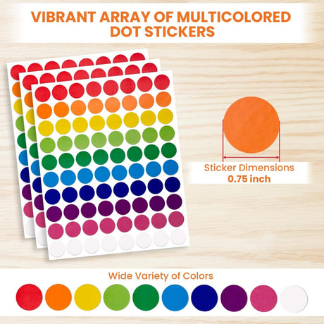 Perco 3/4" Color Coding Labels – 1,400 Multicolored Round Stickers for Crafts, Yard Sales, Learning, Organization & More - Store Supplies
