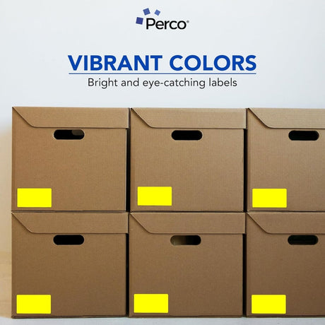 Perco 3x5 Inch - Rectangle Sticker Labels - Fluorescent Yellow
