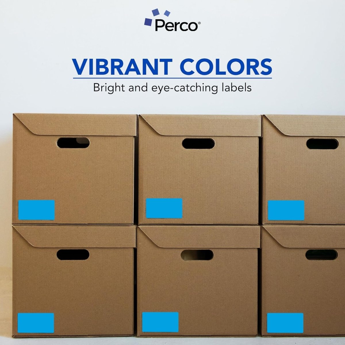 Perco 3x5 Inch - Rectangle Sticker Labels - Light Blue