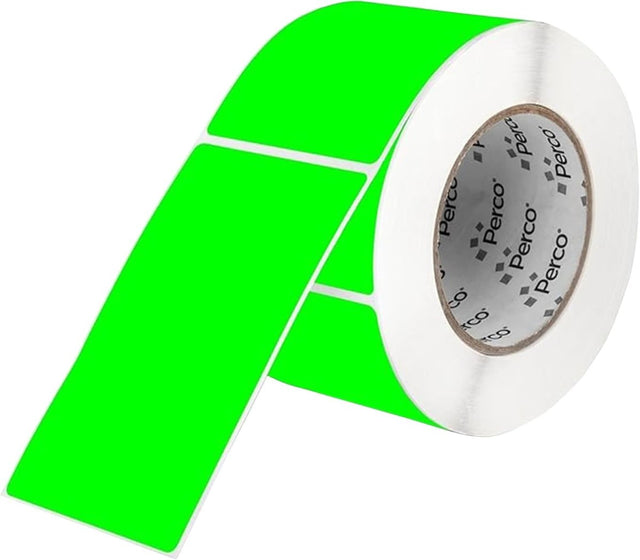 Perco 3x5 Inch - Rectangle Sticker Labels - Fluorescent Green