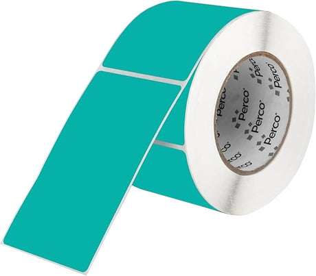 Perco 3x5 Inch - Rectangle Sticker Labels - Teal
