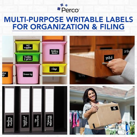 Perco 3x5 Inch - Rectangle Sticker Labels - Black