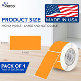 Perco 3x5 Inch - Rectangle Sticker Labels - Fluorescent Orange