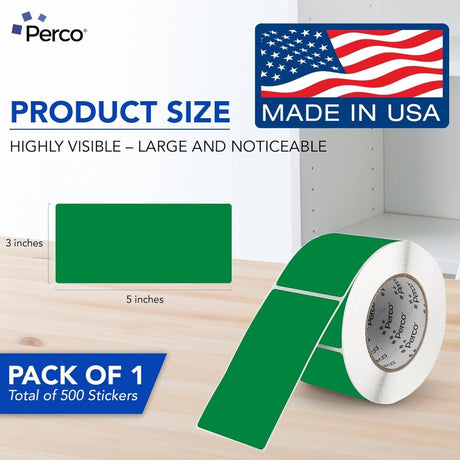 Perco 3x5 Inch - Rectangle Sticker Labels - Green