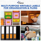 Perco 3x5 Inch - Rectangle Sticker Labels - Fluorescent Orange