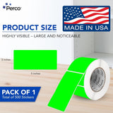 Perco 3x5 Inch - Rectangle Sticker Labels - Fluorescent Green
