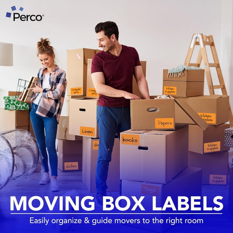 Perco 3x5 Inch - Rectangle Sticker Labels - Fluorescent Orange