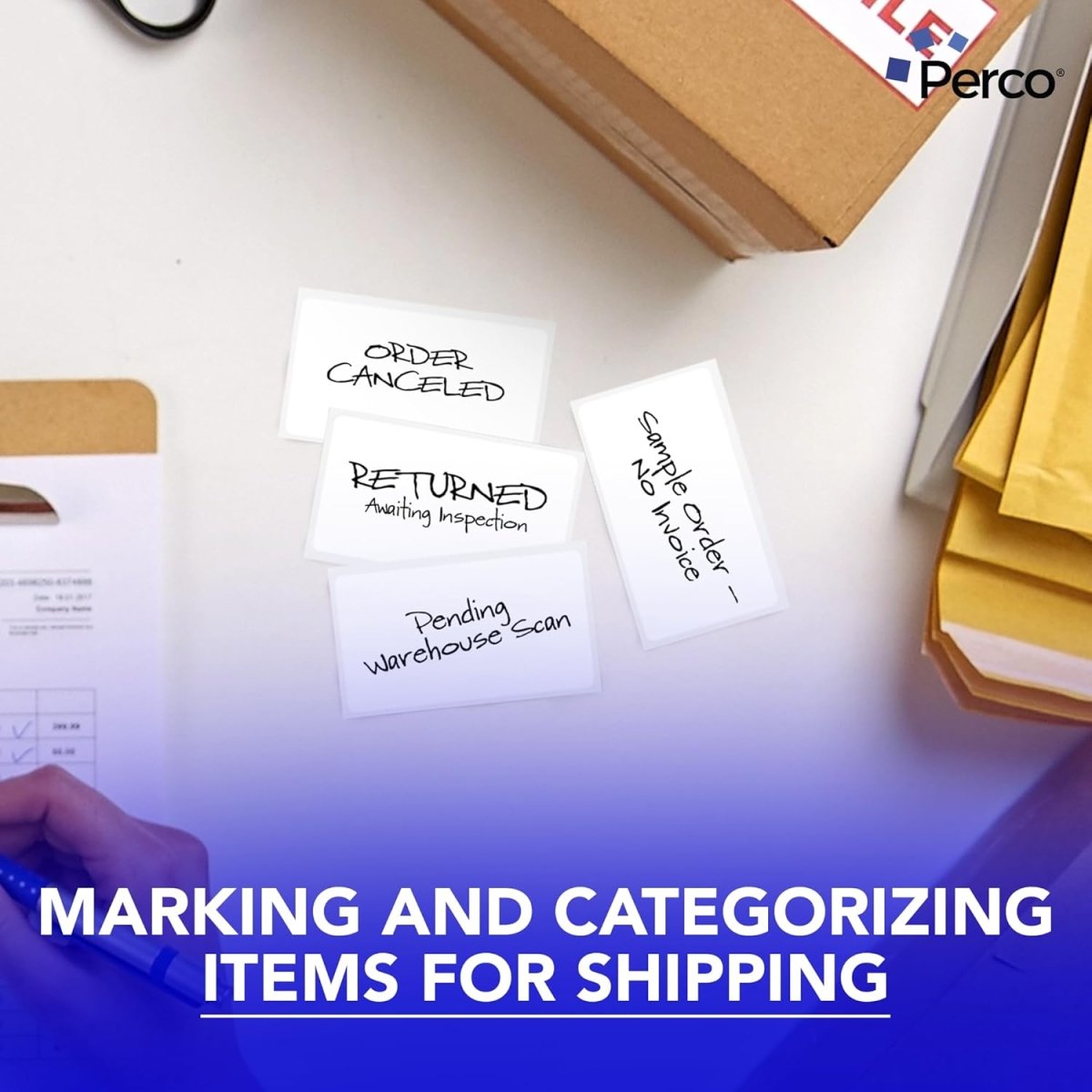 Perco 3x5 Inch - Rectangle Sticker Labels - White