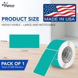 Perco 3x5 Inch - Rectangle Sticker Labels - Teal