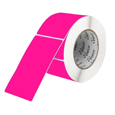Perco 3x5 Inch - Rectangle Sticker Labels - Fluorescent Pink