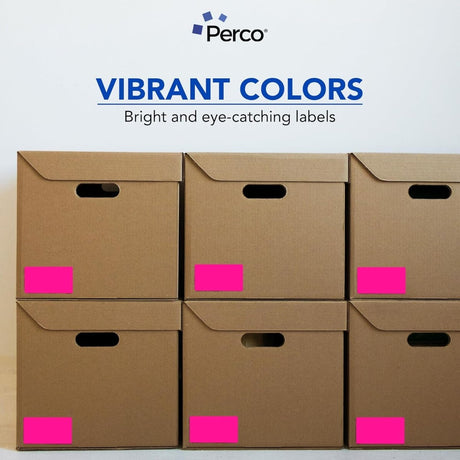 Perco 3x5 Inch - Rectangle Sticker Labels - Fluorescent Pink