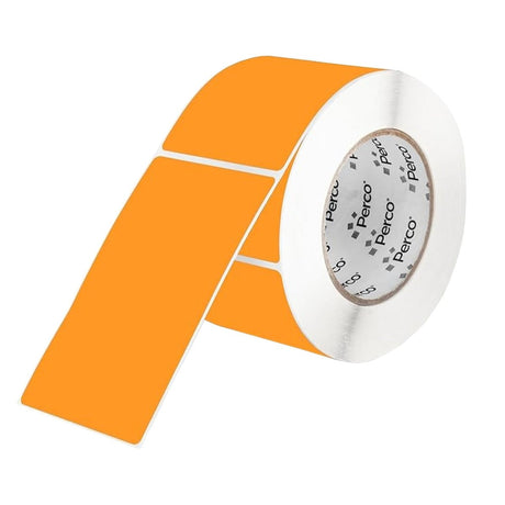 Perco 3x5 Inch - Rectangle Sticker Labels - Fluorescent Orange