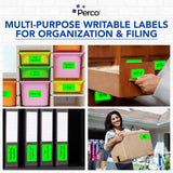 Perco 3x5 Inch - Rectangle Sticker Labels - Fluorescent Green