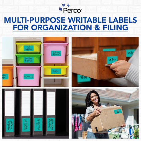 Perco 3x5 Inch - Rectangle Sticker Labels - Teal