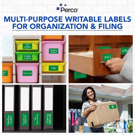 Perco 3x5 Inch - Rectangle Sticker Labels - Green