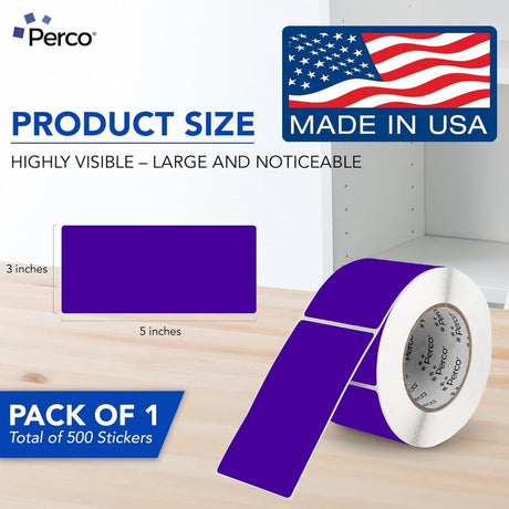 Perco 3x5 Inch - Rectangle Sticker Labels - Purple