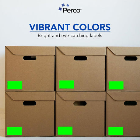 Perco 3x5 Inch - Rectangle Sticker Labels - Fluorescent Green