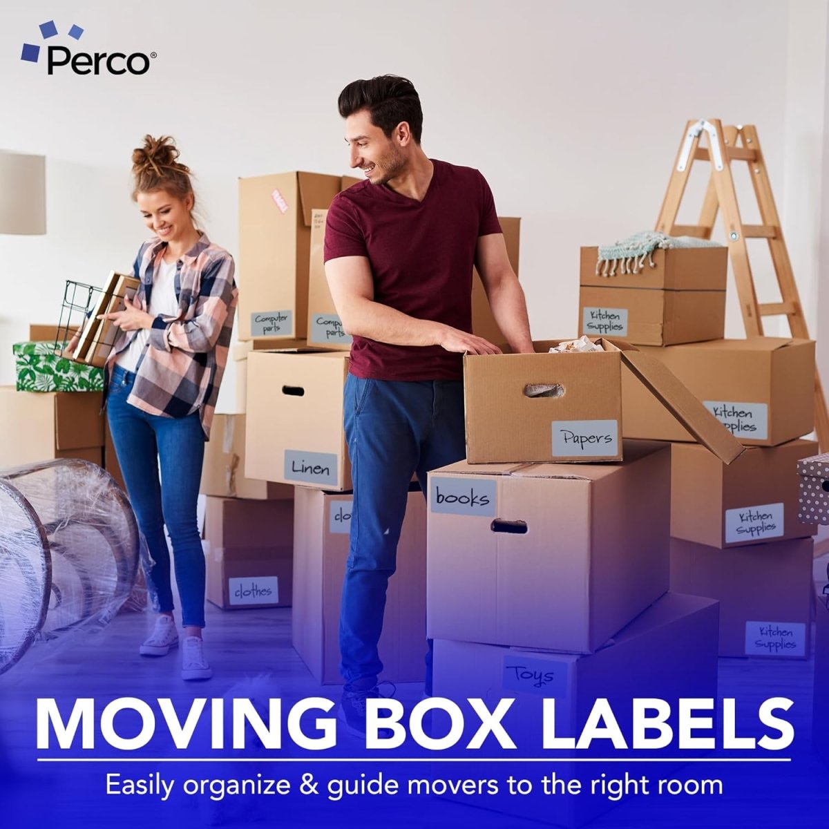 Perco 3x5 Inch - Rectangle Sticker Labels - Grey