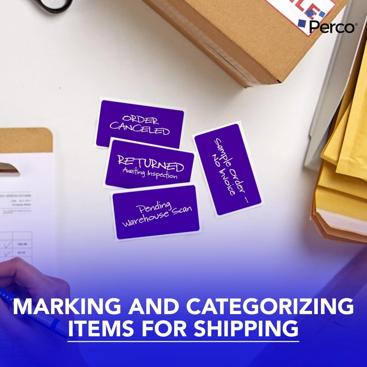Perco 3x5 Inch - Rectangle Sticker Labels - Purple
