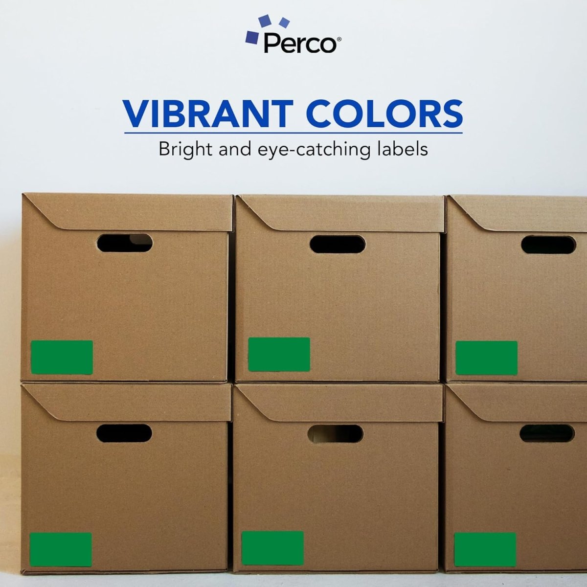 Perco 3x5 Inch - Rectangle Sticker Labels - Green