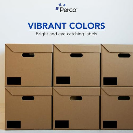 Perco 3x5 Inch - Rectangle Sticker Labels - Black