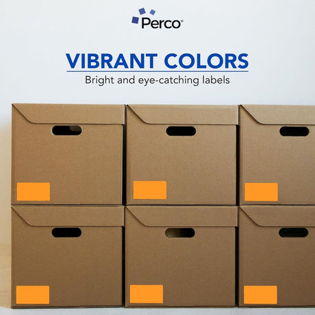 Perco 3x5 Inch - Rectangle Sticker Labels - Fluorescent Orange