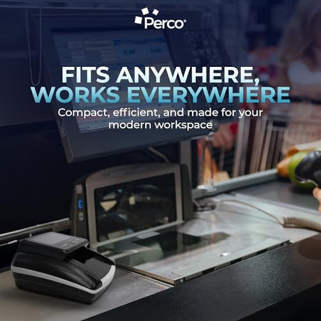 Perco Bill Counter & Counterfeit Detector Machine for Small Business with UV, MG1, MG2 & IR Detection - Counterfeit Detector