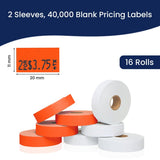 Perco - Color Code 2 Sleeves Price Label Packs for Monarch 1131 - White and Fluorescent Red / 2 Sleeves / 16 rolls / 40000 Pricing Labels