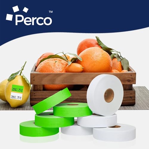 Perco - Color Code 2 Sleeves Price Label Packs for Monarch 1131 - White and Fluorescent Green / 2 Sleeves / 16 rolls / 40000 Pricing Labels
