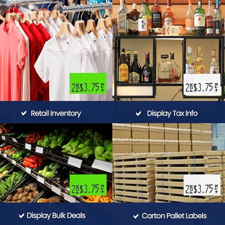 Perco - Color Code 2 Sleeves Price Label Packs for Monarch 1131 - White and Fluorescent Green / 2 Sleeves / 16 rolls / 40000 Pricing Labels