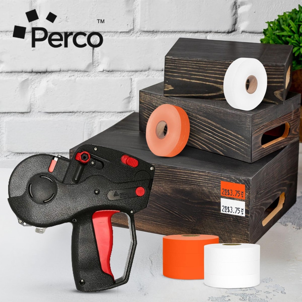 Perco - Color Code 2 Sleeves Price Label Packs for Monarch 1131 - White and Fluorescent Green / 2 Sleeves / 16 rolls / 40000 Pricing Labels