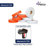 Perco - Color Code 2 Sleeves Price Label Packs for Monarch 1131 - White and Fluorescent Red / 2 Sleeves / 16 rolls / 40000 Pricing Labels