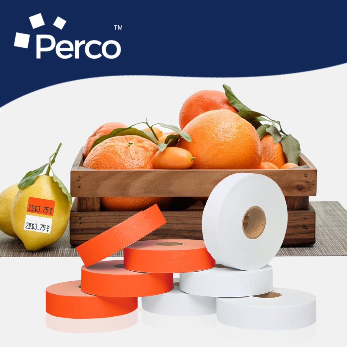 Perco - Color Code 2 Sleeves Price Label Packs for Monarch 1131 - White and Fluorescent Red / 2 Sleeves / 16 rolls / 40000 Pricing Labels