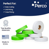 Perco - Color Code 2 Sleeves Price Label Packs for Monarch 1131 - White and Fluorescent Green / 2 Sleeves / 16 rolls / 40000 Pricing Labels