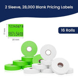 Perco Color Code Labels for Monarch 1131 - White and Fluorescent Green / 2 Sleeves / 16 rolls / 28000 Blank Pricing Labels