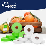 Perco Color Code Labels for Monarch 1131 - White and Fluorescent Green / 2 Sleeves / 16 rolls / 28000 Blank Pricing Labels