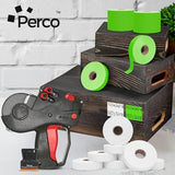 Perco Color Code Labels for Monarch 1131 - White and Fluorescent Green / 2 Sleeves / 16 rolls / 28000 Blank Pricing Labels