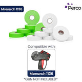 Perco Color Code Labels for Monarch 1131 - White and Fluorescent Green / 2 Sleeves / 16 rolls / 28000 Blank Pricing Labels