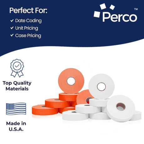 Perco Color Code Labels for Monarch 1131 - White and Fluorescent Red / 2 Sleeves / 16 rolls / 28000 Blank Pricing Labels