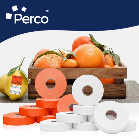 Perco Color Code Labels for Monarch 1131 - White and Fluorescent Red / 2 Sleeves / 16 rolls / 28000 Blank Pricing Labels