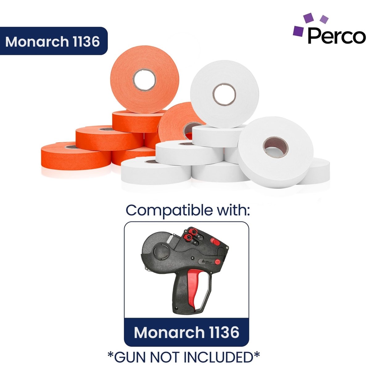 Perco Color Code Labels for Monarch 1131 - White and Fluorescent Red / 2 Sleeves / 16 rolls / 28000 Blank Pricing Labels