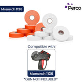 Perco Color Code Labels for Monarch 1131 - White and Fluorescent Red / 2 Sleeves / 16 rolls / 28000 Blank Pricing Labels