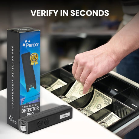 Perco Counterfeit Detector Pro - Portable & Reliable 2in1 Device with UV Light Detection & Magnetic Sensor - Store Supplies