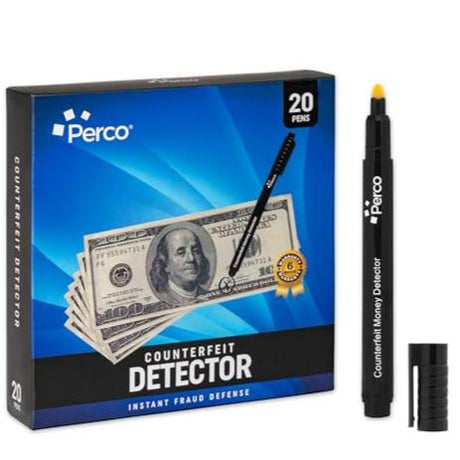 Perco Counterfeit Money Detector Pen - Easy to Use and Reliable Universal Currency Fake Bill Checker for Personal & Commercial Use - Store Supplies