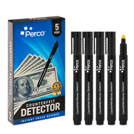 Perco Counterfeit Money Detector Pen - Easy to Use and Reliable Universal Currency Fake Bill Checker for Personal & Commercial Use - Store Supplies